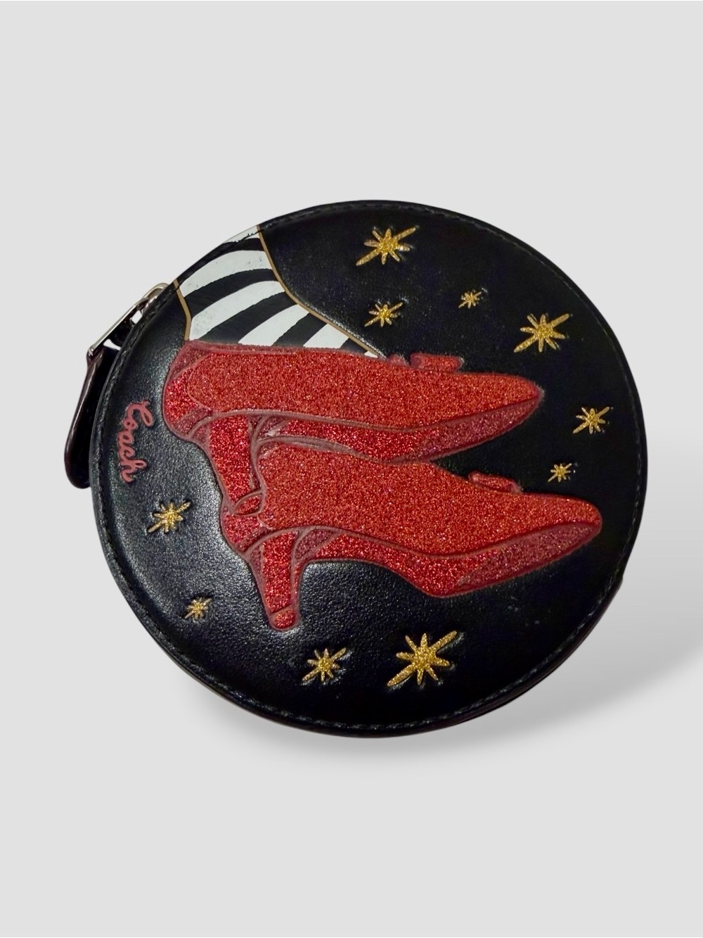 COACH x The Wizard of Oz Round Coin Case Ruby Slippers Limited Edition NEW